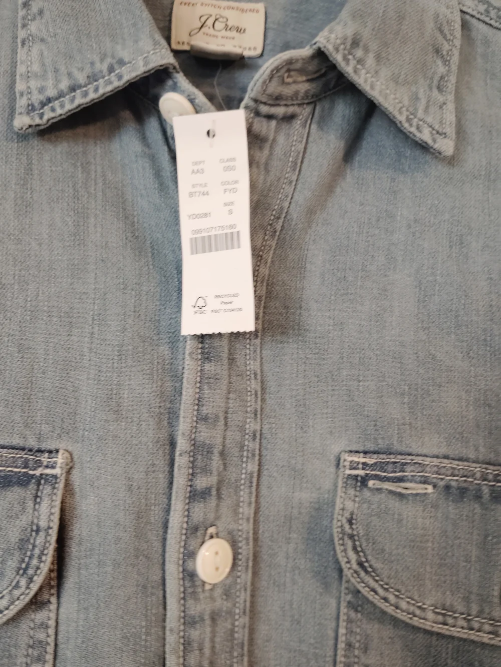 J. Crew Light Blue Denim Button-Down Shirt